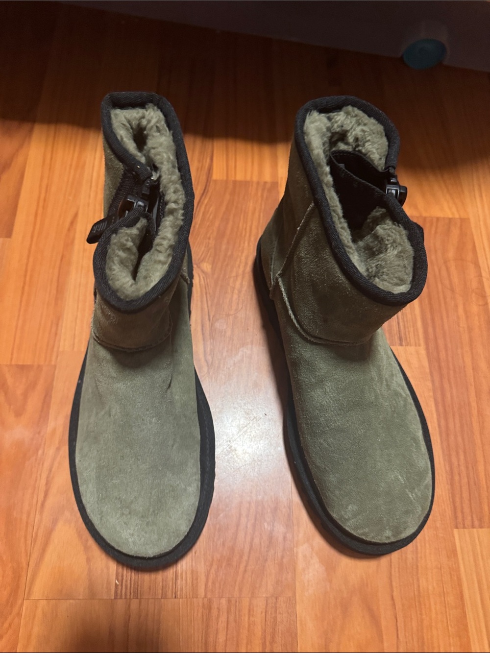 UGG Olive Suede Shearling Zip Winter Boots
